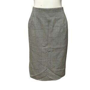 Jones New York Wool Pencil Skirt 22W Houndstooth Black White Career Office Wear